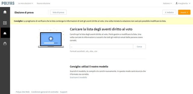 Caricare la lista degli aventi diritto al voto Caricare la lista degli aventi diritto al voto